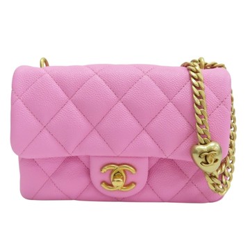 CHANEL 香奈兒 粉色 菱格紋 荔枝紋 Sweetheart 鏈帶肩背包 金釦 AS3829 【二手名牌BRAND OFF】