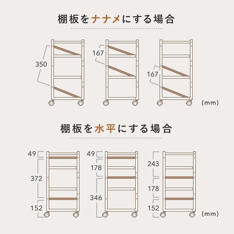 イーサプライ サイドワゴン キャスター 木製 オフィス キッチン ダイニング プリンター パソコン 棚 ホワイト 高さ70cm EEX-WG - 3