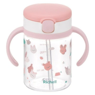 Richell 利其爾 Aqulea第5代吸管水杯 兔森林  粉色  1個  200ml