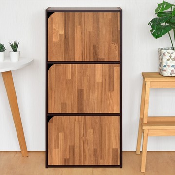 HOPMA 合馬家具 斯麥三門收納櫃 G-D306BKPTK  41.8 x 30 x 89.6cm  黑胡桃配拼版柚木