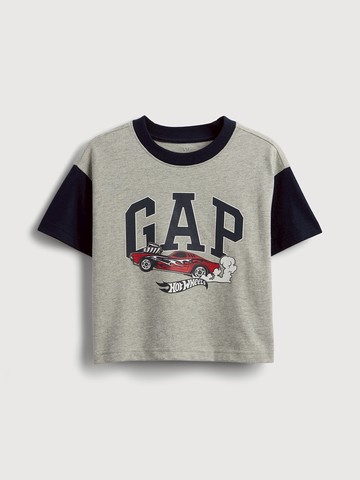 男幼童裝 Logo純棉印花圓領短袖T恤-灰色