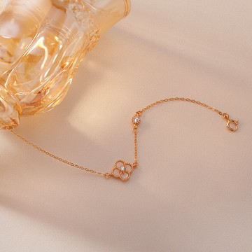 925純銀玫瑰金色幸運四葉草閨蜜手鏈女ins潮森系學生網紅一對手飾