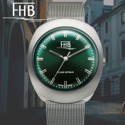 腕時計 エフエイチビー FHB 時計 NOAH ノア F930GN-MT メンズ レディース ユニセックス ステンレス メッシュベルト スイス製ムーブメント  クッションケース | LINEショッピング