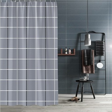 居家寶盒寬180180簡約北歐風大灰格 加厚滌綸布浴簾 浴室防水浴簾隔間 窗簾 隔斷簾 附環扣