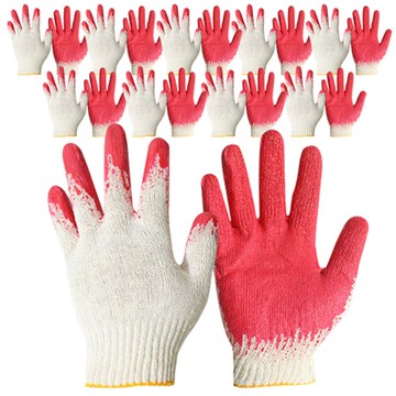 ETN 紅色半塗層棉紗手套  紅色  10雙