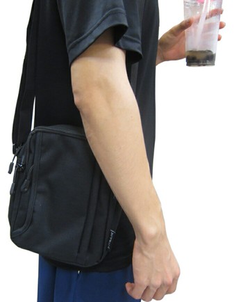 ~雪黛屋~SPYWALK 斜側包超小容量簡易隨身二主袋防水尼龍布SW9672