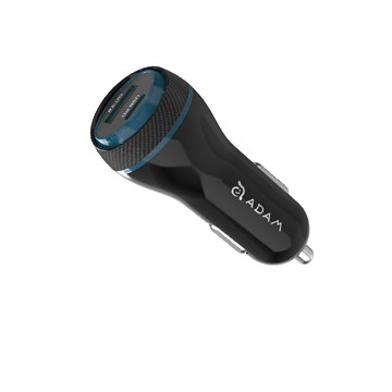 ADAM OMNIA C1+ USB-C PD & QC 45W 雙孔極速車用充電器 黑