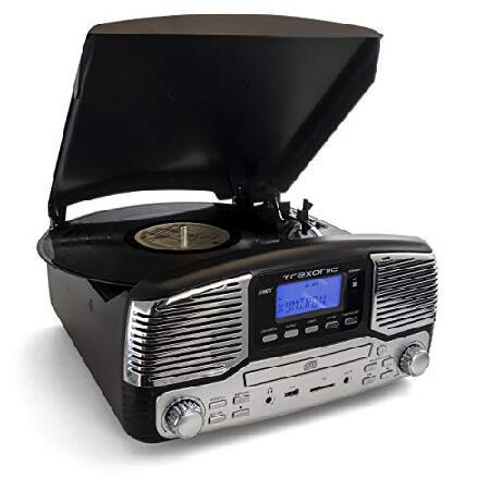 Trexonic Retro Record Player with Bluetooth, CD Players and 3-Speed Turntable in Black 並行輸入品