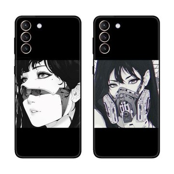 賽博暗黑機械美少女未來感適用三星S21/21+/21ultra/20/20+手機殼