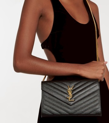 Saint Laurent Cassandre matelassé leather wallet on chain
