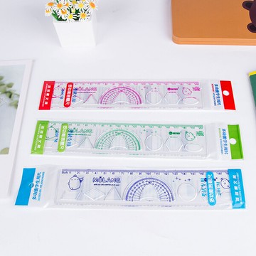 多功能幾何量角繪圖直尺 造型尺 波浪尺 塑膠尺 透明尺 板模尺 j926