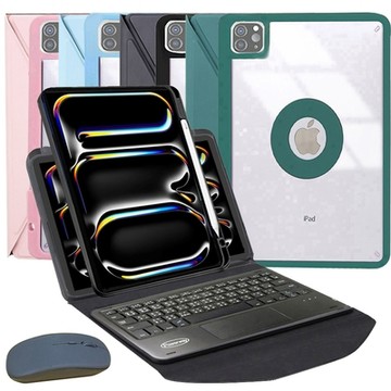 Powerway For 2024 iPad Pro 11吋 (M4)平板專用直控型藍牙鍵盤/皮套/保護殼(送同色無線滑鼠)