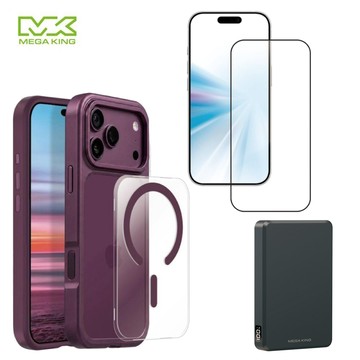 【超值組合13】MEGA KING iPhone 18 Pro Max 二合一雙模磁吸保護殼+保護貼+固態電源