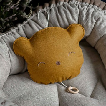 嬰兒音樂玩具搖籃曲泰迪熊枕頭 - Mustard 托兒所手機