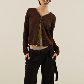 【NaSuBi Vintage】金蔥針織開襟古著外套