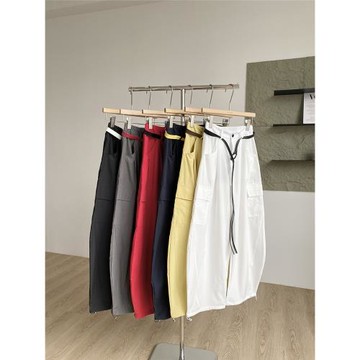 2025夏季新款美式松緊高腰顯瘦酷颯風休閑工裝闊腿褲女彎刀褲