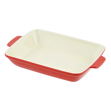 珍珠金屬 烤箱廚師耐熱深盤 日本製 L-1825 紅色  26 x 20cm  1個