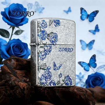 ZORRO佐羅青花夢蝶煤油防風打火機男生創意節日禮物朋友生日禮品
