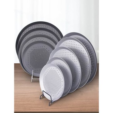 7 8 9 10 12寸沖孔卷邊芝心圓形薄餅披薩烤盤鋁合金比薩盤必勝客