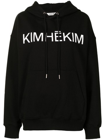 Kimhekim - logo print hoodie - women - Cotton - M - Black