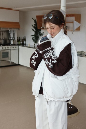 北歐極簡 立領抽繩90白鴨絨羽絨服背心 袖子可拆