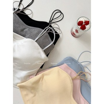 四季百搭小能手💘大奶雙肩帶小可愛 可拆式厚杯 集中包覆 吊帶 抹胸 細肩帶小可愛 內搭 大奶背心 雙肩帶背心
