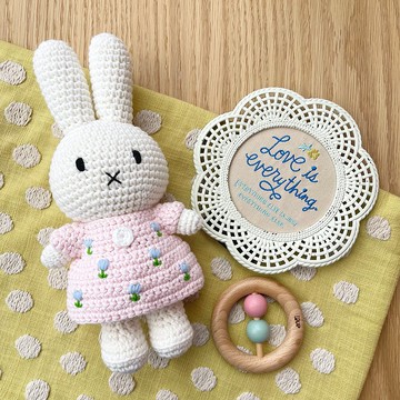 荷蘭 Just Dutch | Miffy 米飛兔 編織娃娃和她的粉紅鬱金香洋裝