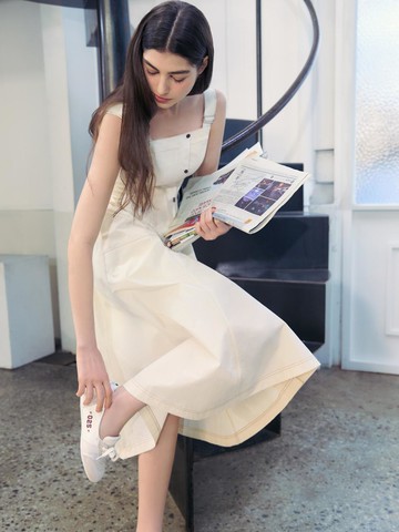Frill Zipper Uneven Hem Dress (ER2WO560)