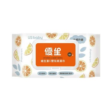 US BABY (新包裝)維生素C嬰兒柔濕巾80抽 - 12包組