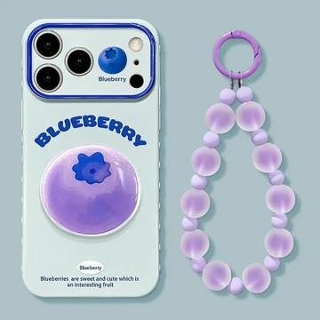 卡通藍莓貼件適用於蘋果17promax手機殼iPhone16側邊愛心vivo掛繩