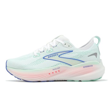 Brooks 慢跑鞋 Glycerin GTS 22 D 女鞋 寬楦 藍 粉 氮氣中底 緩衝 針織 運動鞋