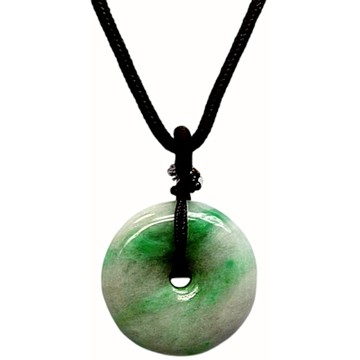 【小樂珠寶】冰絲陽綠大平安扣 天然A貨翡翠墜鍊玉墜子項鍊AA01