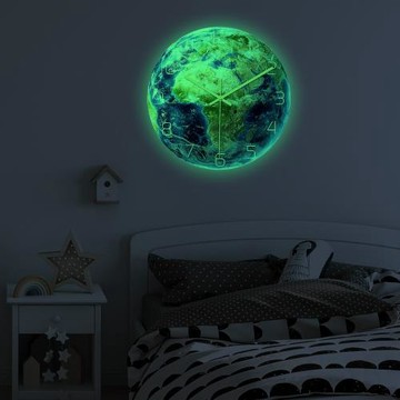 Clock092 夜光地球掛鐘非洲 亞克力材質靜音機芯家居裝飾墻鐘
