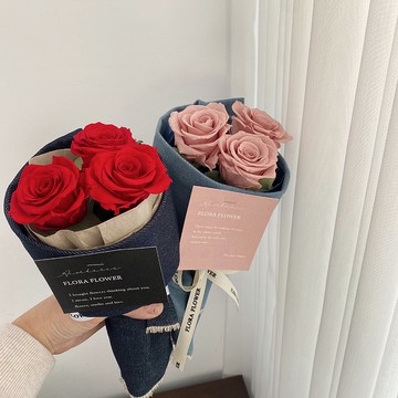 Flora Flower俄羅斯永生花束-熱戀紅/初戀粉(3朵)