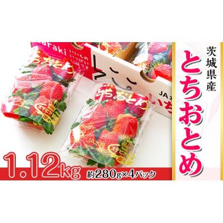 ふるさと納税 002茨城県産いちご「とちおとめ」1.12kg（4パック） 茨城県茨城町