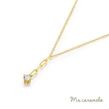 送禮物[ 現貨商品]【焦糖小姐Ms caramelo】925純銀鍍K黃 簡約鋯石項鍊