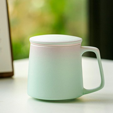 陶瓷馬克杯創意茶水分離杯帶蓋過濾辦公室水杯男女情侶杯子