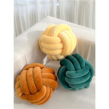 ins北歐風打結球抱枕沙發客廳靠枕手工編織線球形網紅靠墊