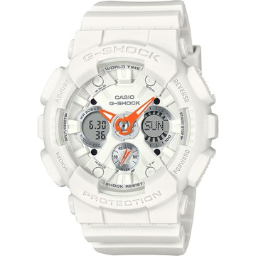 CASIO G-SHOCK 個性酷炫雙顯手錶 中性錶 女錶-鮮橘色 GMA-S120SA-7A1