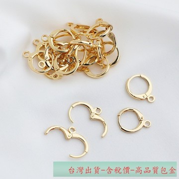Xs-14K包金保色帶吊耳環圓形耳夾耳圈diy多掛流蘇耳扣飾品配件資料