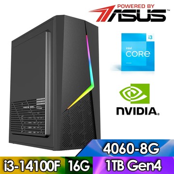 華碩B760平台【FE1EB1013H】(i3-14100F/16G/1TB/RTX4060-8G)