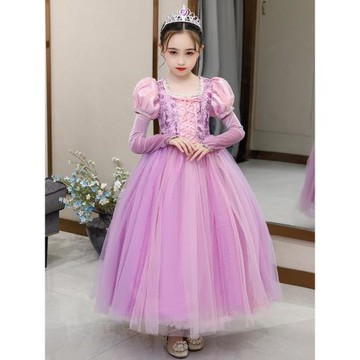 女寶長發公主裙秋冬冰雪奇緣艾莎愛莎連衣裙小童紗裙elsa生日禮服