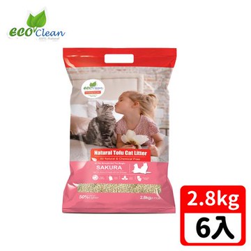 ECO艾可-天然草本輕質型豆腐貓砂-2.8kg/6.17lb-櫻花-6入一箱