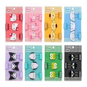 Sanrio 三麗鷗 造型長尾夾三入組 復古格紋