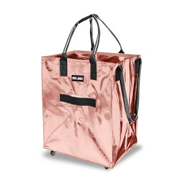 【Mr.box】新潮5輪超大容量手提防水折疊購物車-特大款特大款-玫瑰金