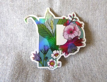 字母P - 極光花卉植物字母防水貼紙