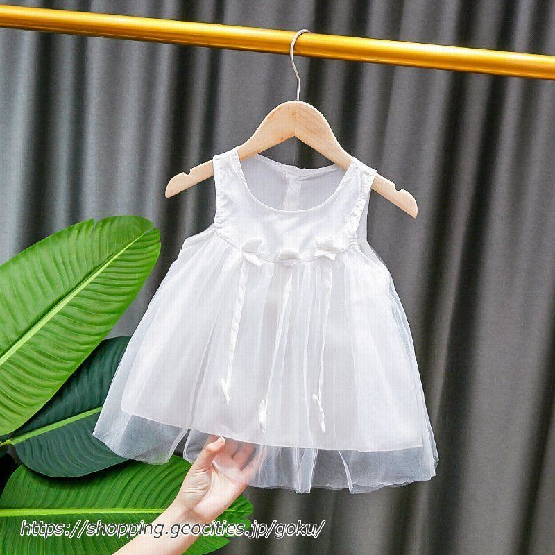 ホワイト ベビードレス ノースリーブ 子供服 ベビー服 ベビーワンピース 可愛い 80 90 100 白