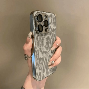 電鍍全包鏡頭豹紋適用蘋果16Promax手機殼iPhone15pro自帶鏡頭膜14pm個性創意ip13防滑1