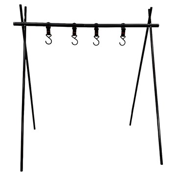 露營三角置物架 附掛勾 480 x 60 x 60mm 330g  1個  無色  黑色  1層