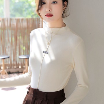 半高領打底衫女春秋年新款內搭長袖T恤女裝修身上衣ins